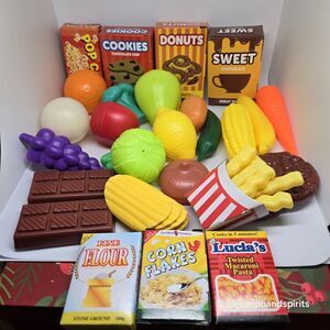 30 Pieces Mini Plastic/cardboard Food Playset Dollhouse Pretend Play Toys